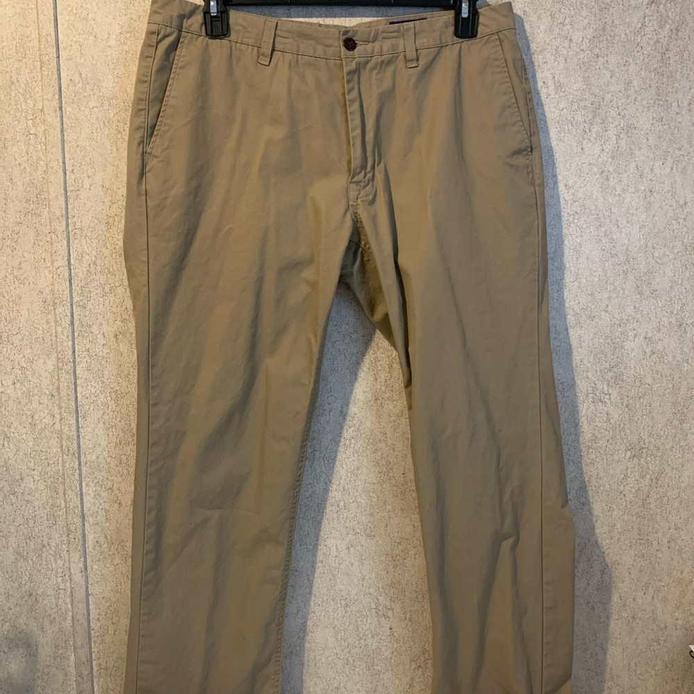 Tallia Khaki Tan Chino flat front pants Cotton 36x32 EUC
